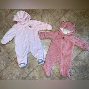 Carters bundle of 2 Baby Girl Zip-Up Sherpa Prams Size 3 months